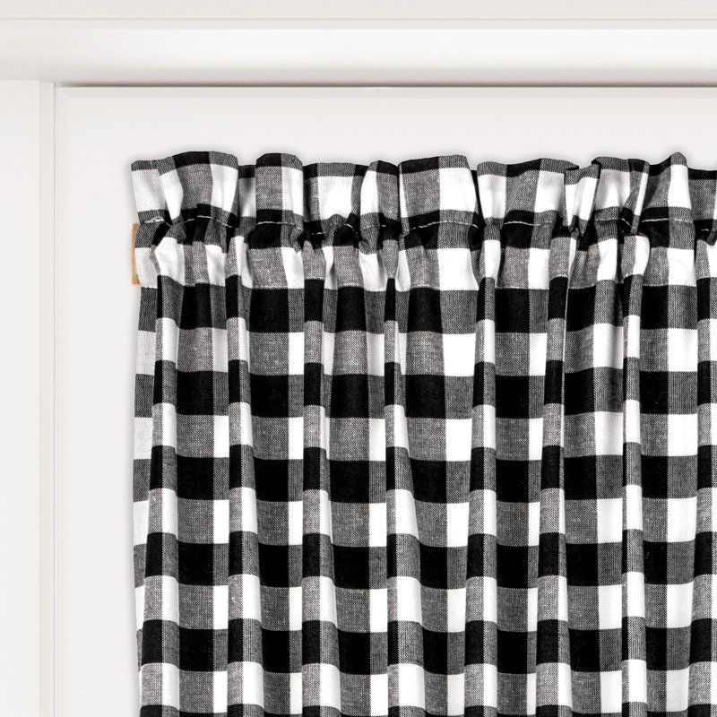 Panneau de rideau d'intérieur semi-transparent Janela, Noir et blanc, L 25 po x L 72 po