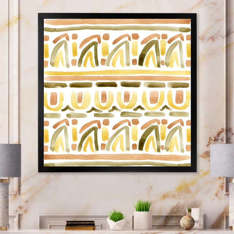 Ornement pierre pastel d'été VI - on, Impression noire sur toile encadrée, H 16 po x l 16 po x P 1 po