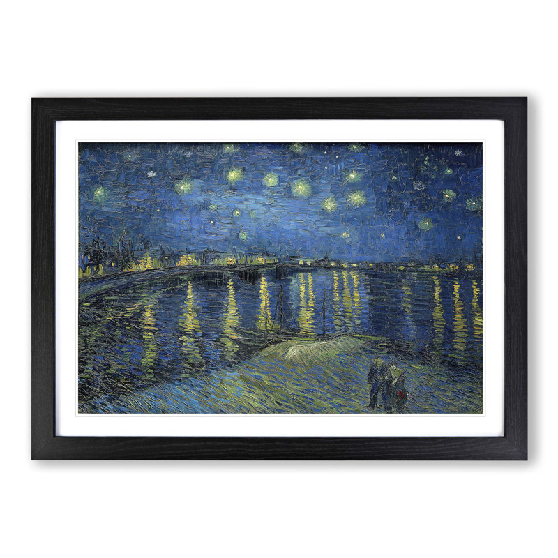 Starry Night over the Rhone by Vincent Van Gogh - Framed Print, Black