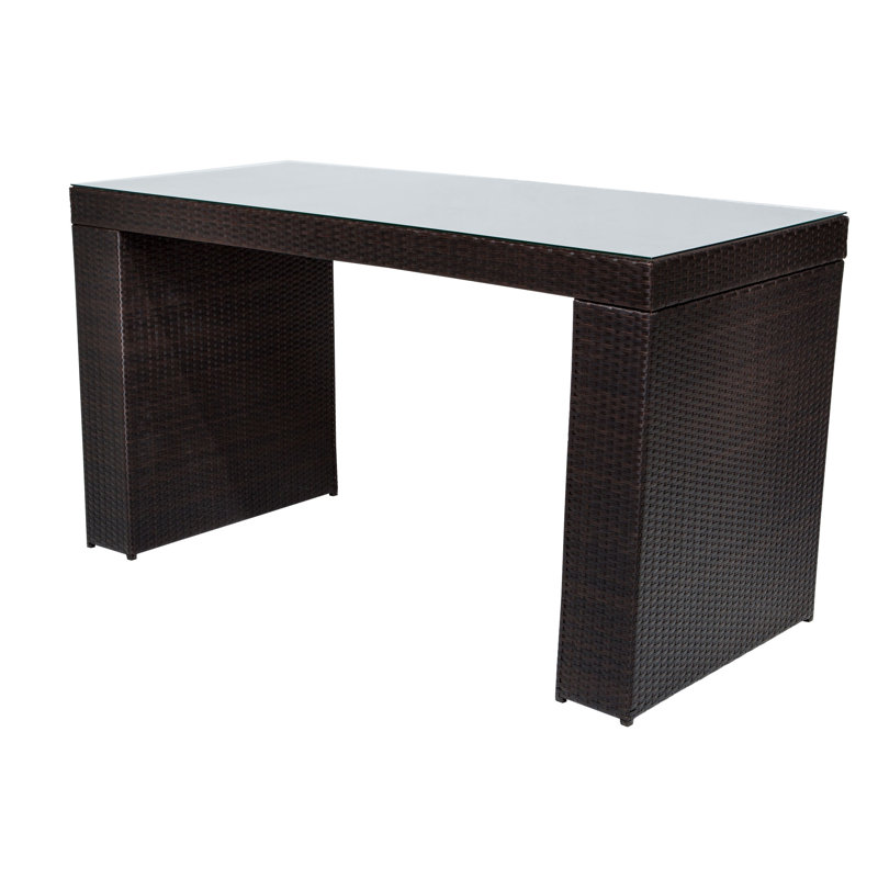 Larren Rectangular Glass Outdoor Bar Table