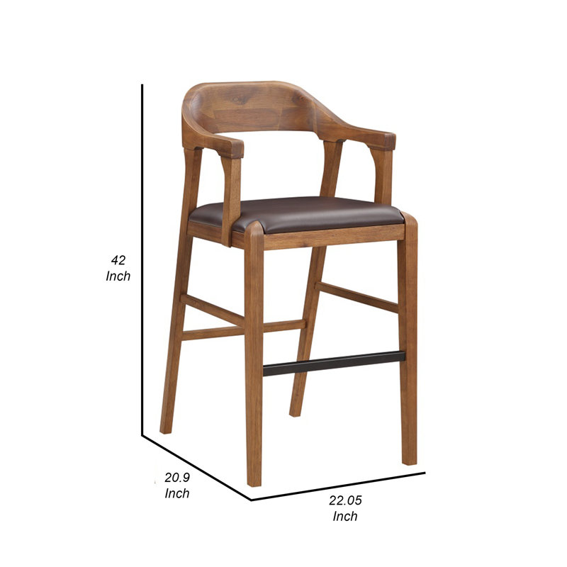 Tabouret en bois massif Lyndel, Tabouret de bar (siège d'une hauteur de 29 po)