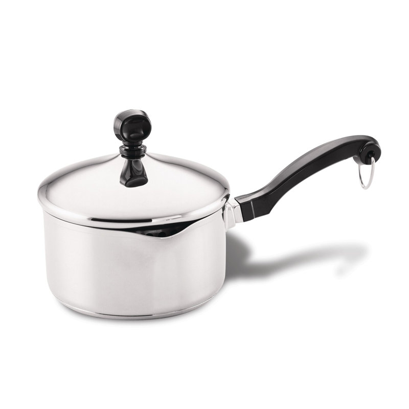 Farberware Classic Stainless Steel Straining Saucepan with Lid, 1-Quart, 1-qt.