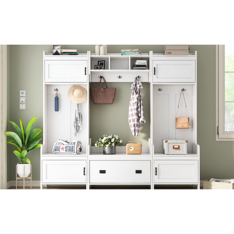 Alburtis 41, vestibule, banc de vestibule, blanc, solution de rangement pratique et élégante, fonctionnel