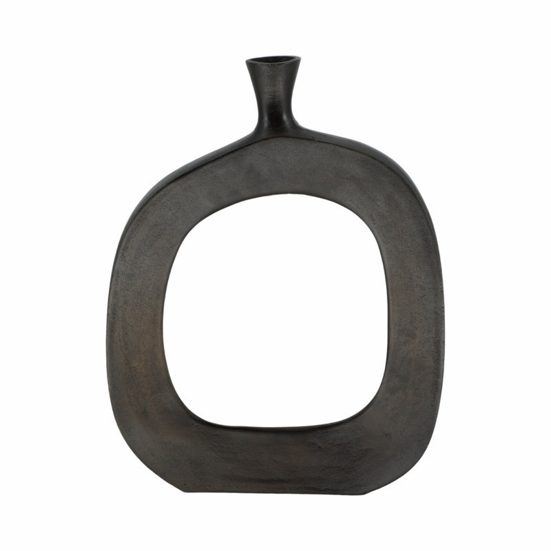 Metal Vase with Sculptural Open Circle Design, Modern Decorative Accent with Sleek Contemporary Silhouette for Eye-Catching Artistic Display and Stylish Home Decor Appeal