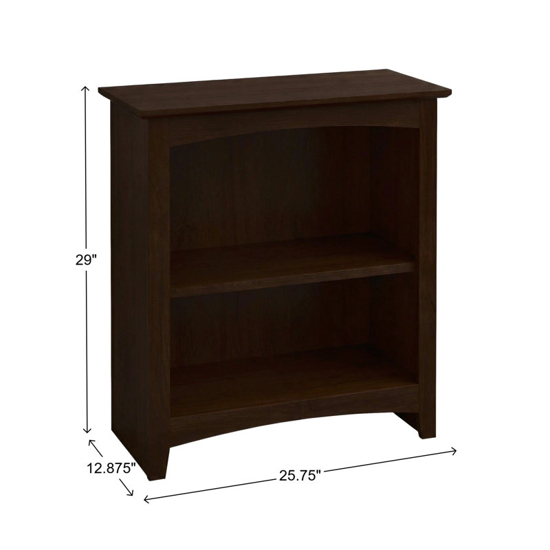 Malani 36" H Solid Wood Classic Bookcase, Coffee, (2 Shelves) 29"H x 25.75"W x 12.875"D