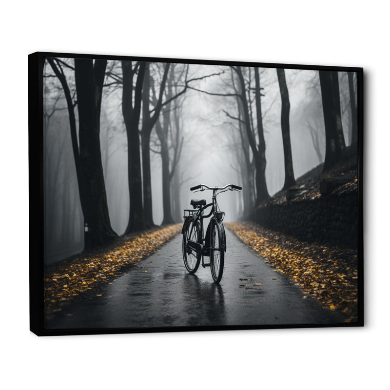 Bicyclette pédalant dans l'impression, H 30 po x l 40 po x P 1,5 po, Cadre flottant noir