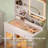 White Vanity Desk Set With Lighted Mirror, USB Ports & Storage