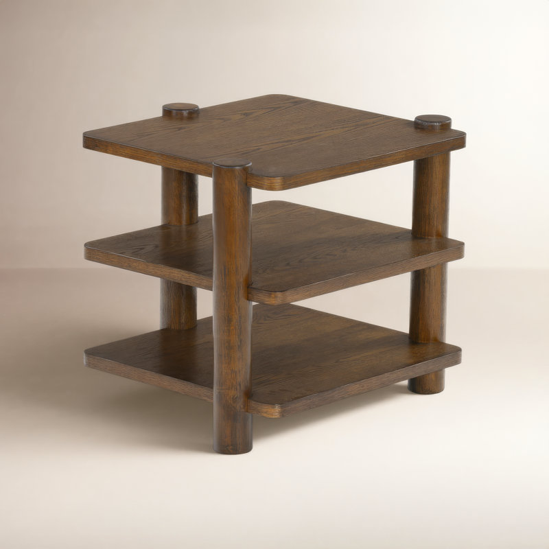 Hepburn 3 Shelf Wood Accent Table, Medium Oak