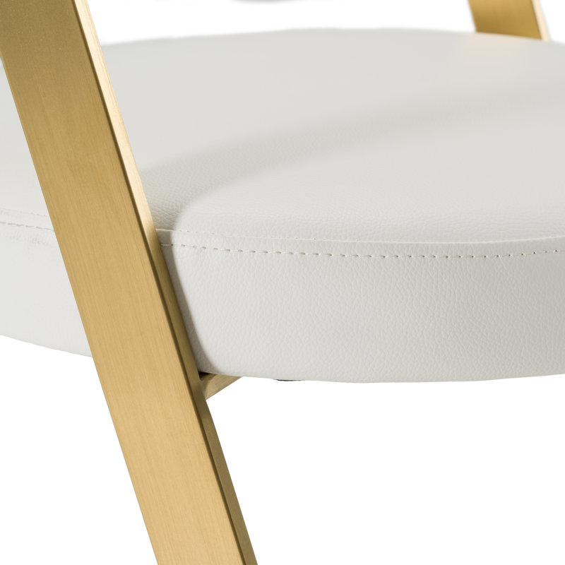Chavez - Pleather + Gold Counter Stool, White