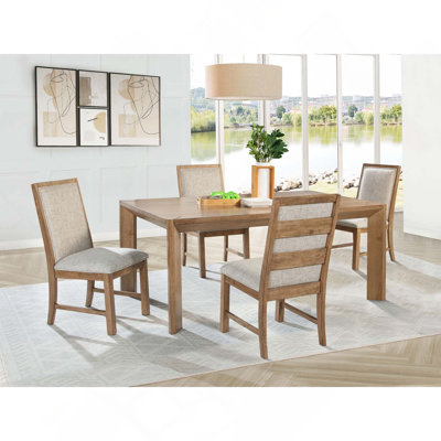 Ensemble repas 5 pièces Farmhouse, table de salle à manger en bois avec 4 pieds et 4 chaises