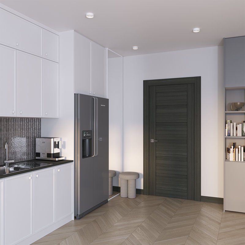Dalle de porte intérieure en bois manufacturé massif Louver, Chêne gris, 31,75 po x 95,24 po