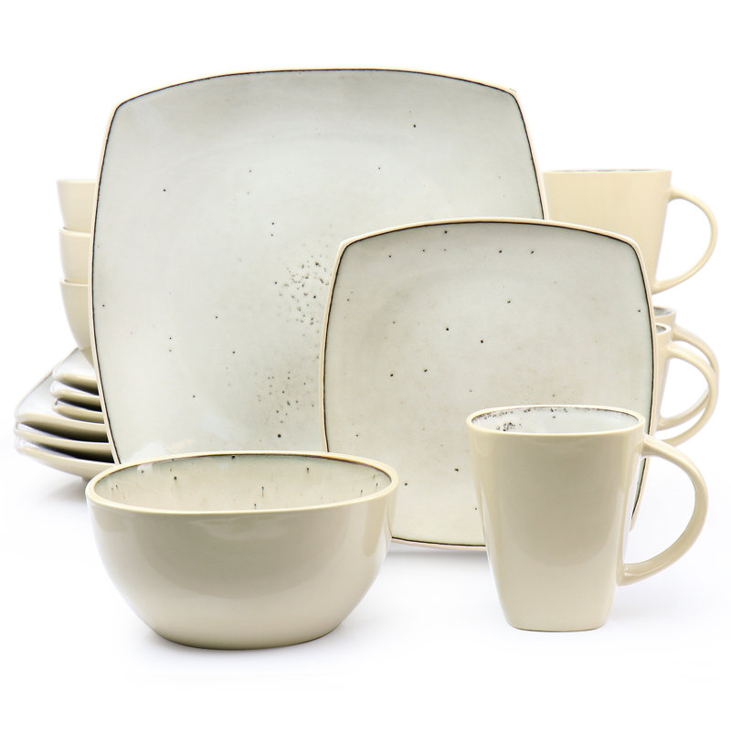 Gibson Elite Soho Lounge 16 Piece Stoneware Dinnerware Set In Light Taupe