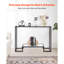 Console en verre à deux niveaux, table d'appoint rectangulaire moderne avec plateau en verre trempé et pieds en fer, console dorée avec dispositif anti-basculement pour salon, couloir, entrée, hall, noir-109277660