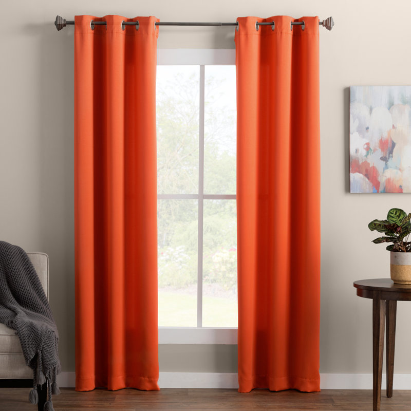 Tangerine Room Darkening Grommet Top Polyester Drapes