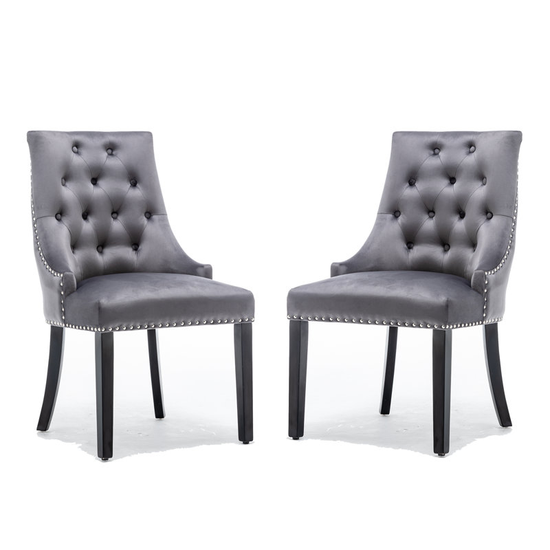 Carranza Upholstered Dining Chair, Dark Grey, 2