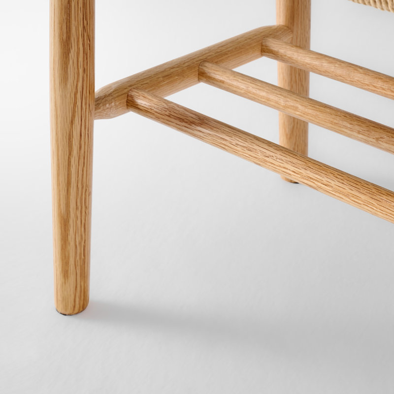 Banc à chaussures tissé en hêtre massif de 31,5 po avec range-chaussures, l 31,5 po, Natural Wood