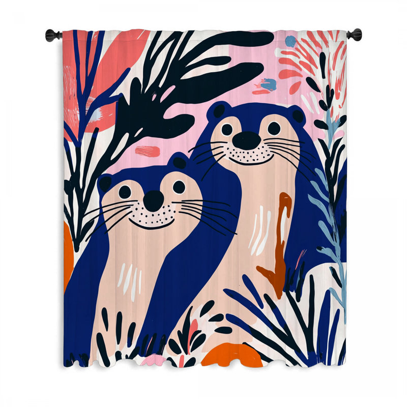 Rideaux de fenêtre loutre dans la nature, blocage des animaux et voilages - 1 panneau, L 50 po x L 96 po