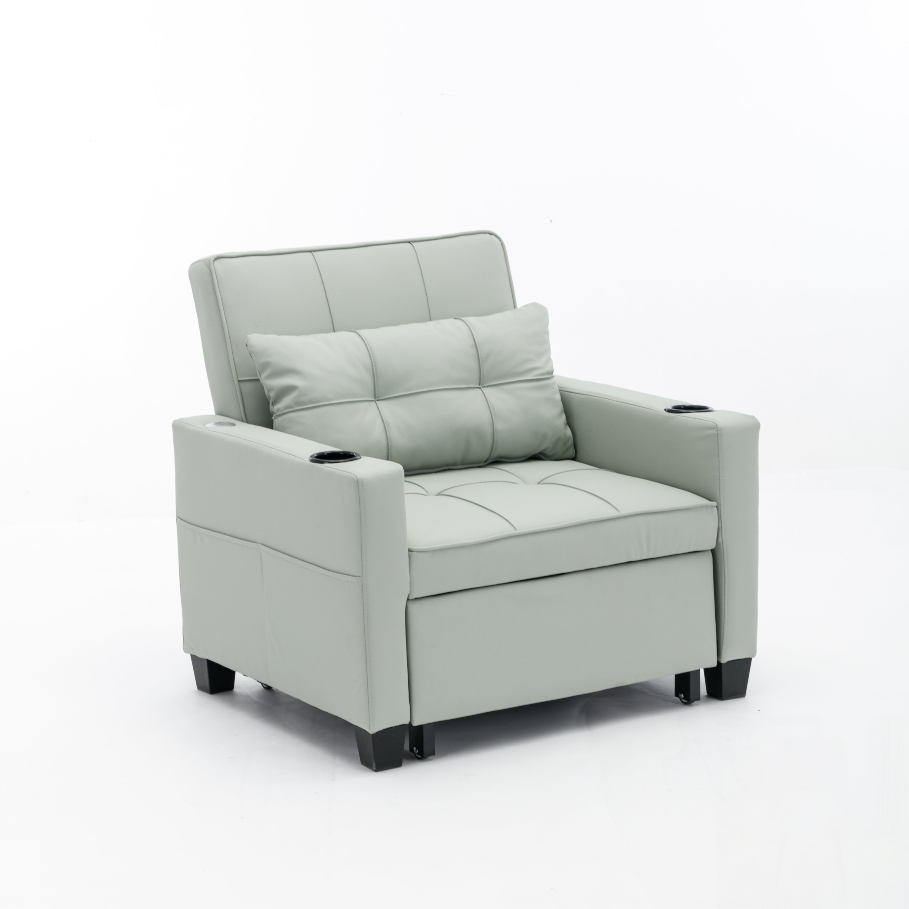 Ebern Designs Futon Chair Bed Convertible Chair 3-in-1 Pull Out Sleeper ...