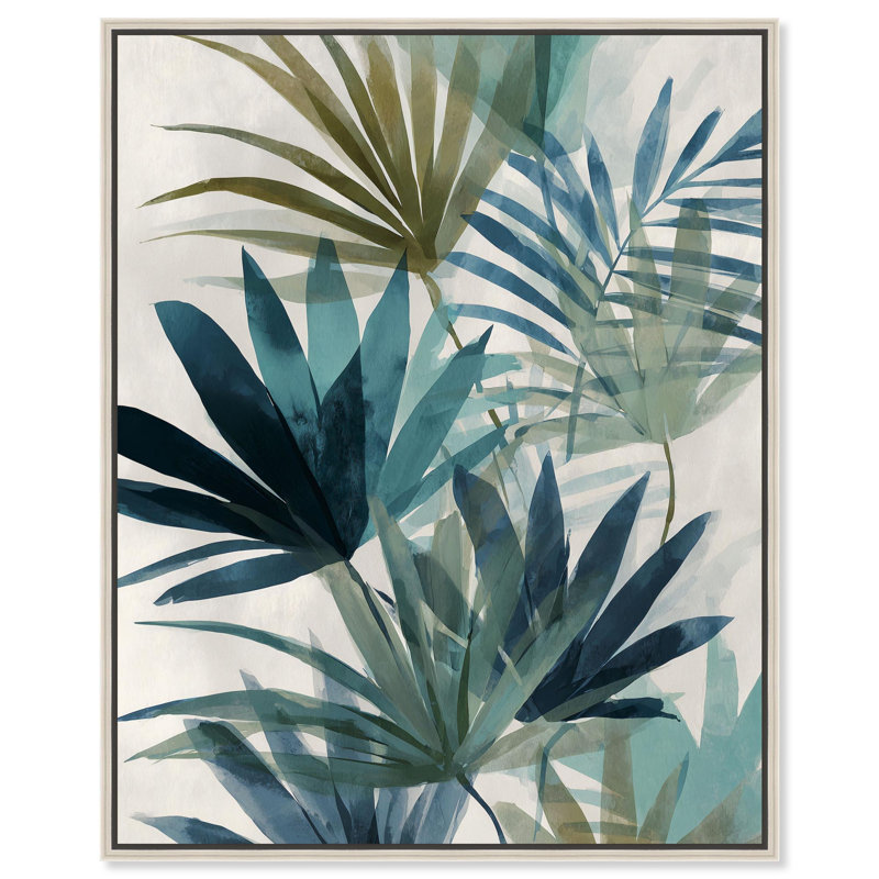 Décoration murale de salle de bain Deepwater Leaves I par Art Remedy, cadre argenté, 36 x 45, H 46 po x l 37 po