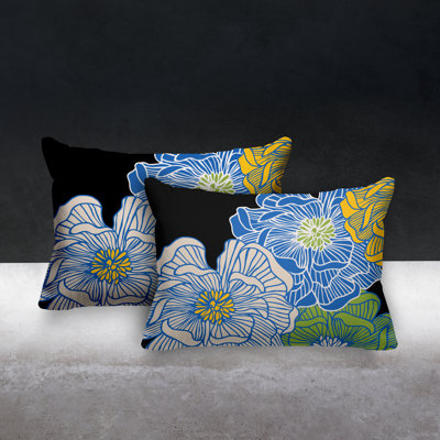 Polyester/Polyester Blend Lumbar Rectangular Indoor/Outdoor Pillow Cover & Insert