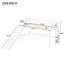 Lit mezzanine bas blanc avec glissoire amovible-676651608-676651609