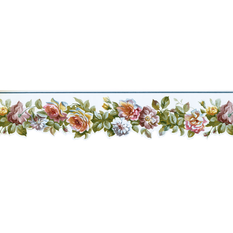 Bordure de papier peint festonné L 15 pi x l 5 po Lemley Blooming Roses