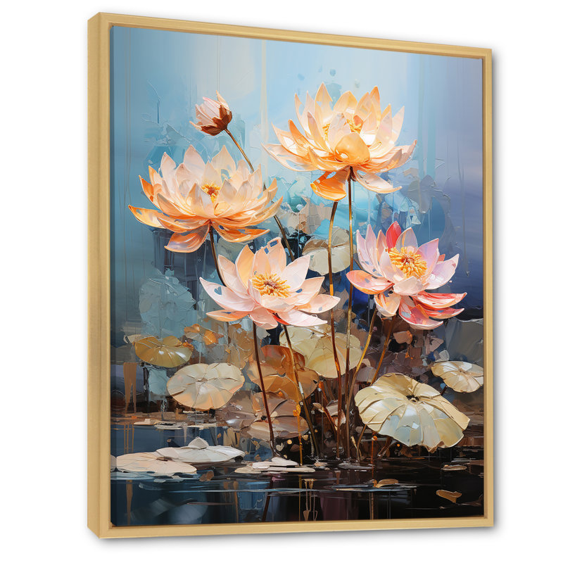 «Colorful Lotus Blooms Abstraction I» sur toile, Cadre naturel flottant, 20" H x 12" W