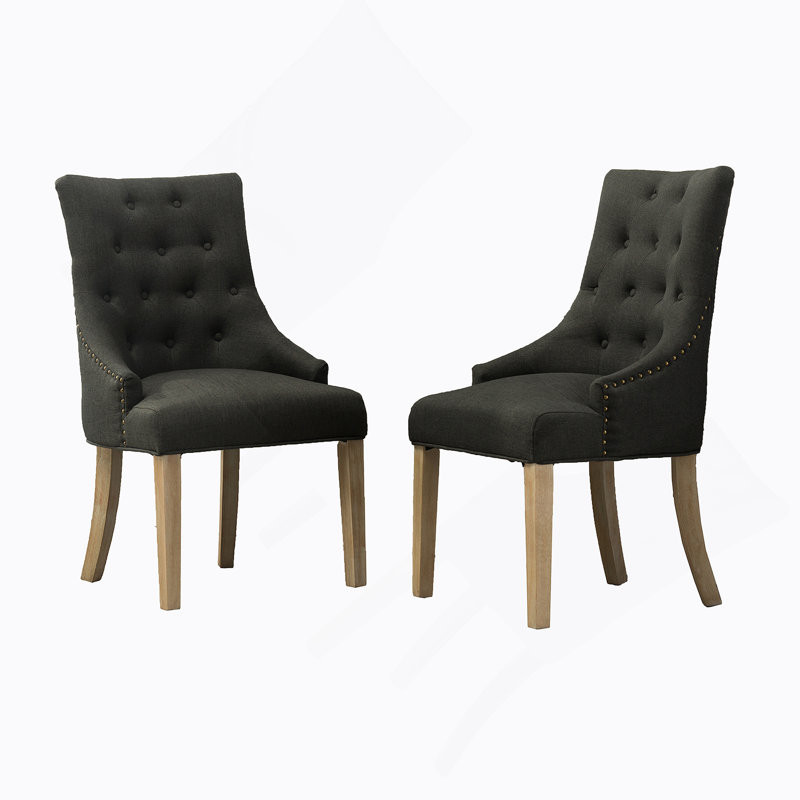 Ensemble de 2 chaises à oreilles capitonnées à oreilles avec têtes de clou, Noir