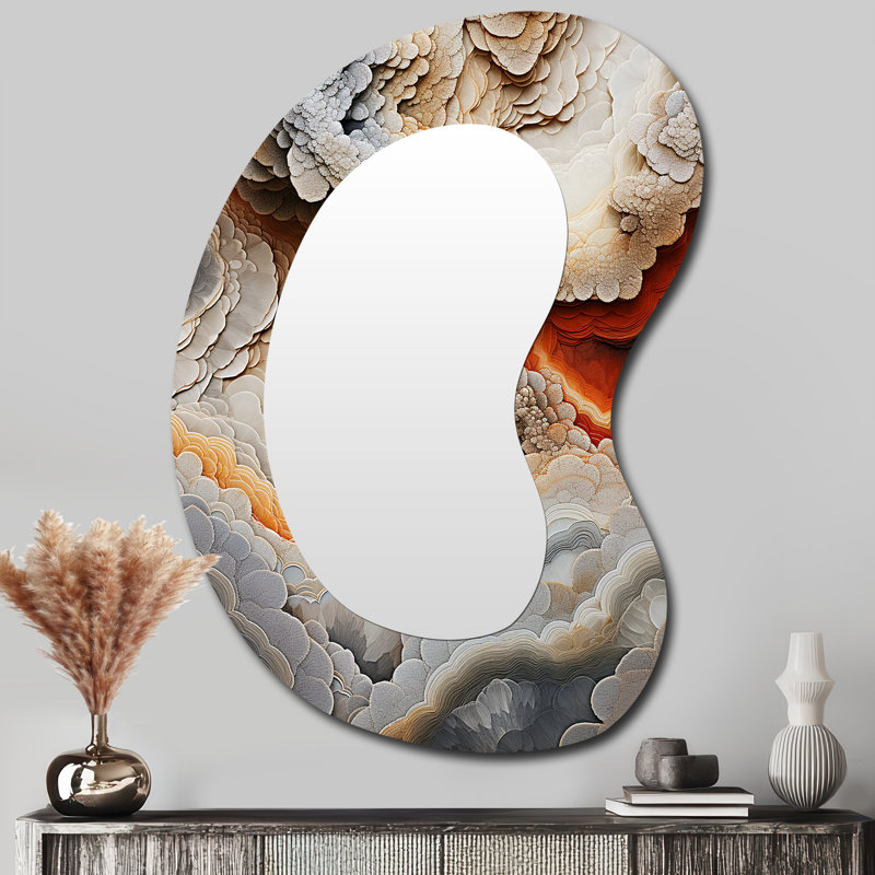 Miroir mural asymétrique Beige et pêche Geode Simplicity I - Stone Geode, 39 po x 28 po