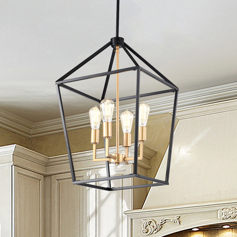 Luminaire suspendu linéaire à 4 lumières pour îlot de cuisine Farmhouse, Noir mat