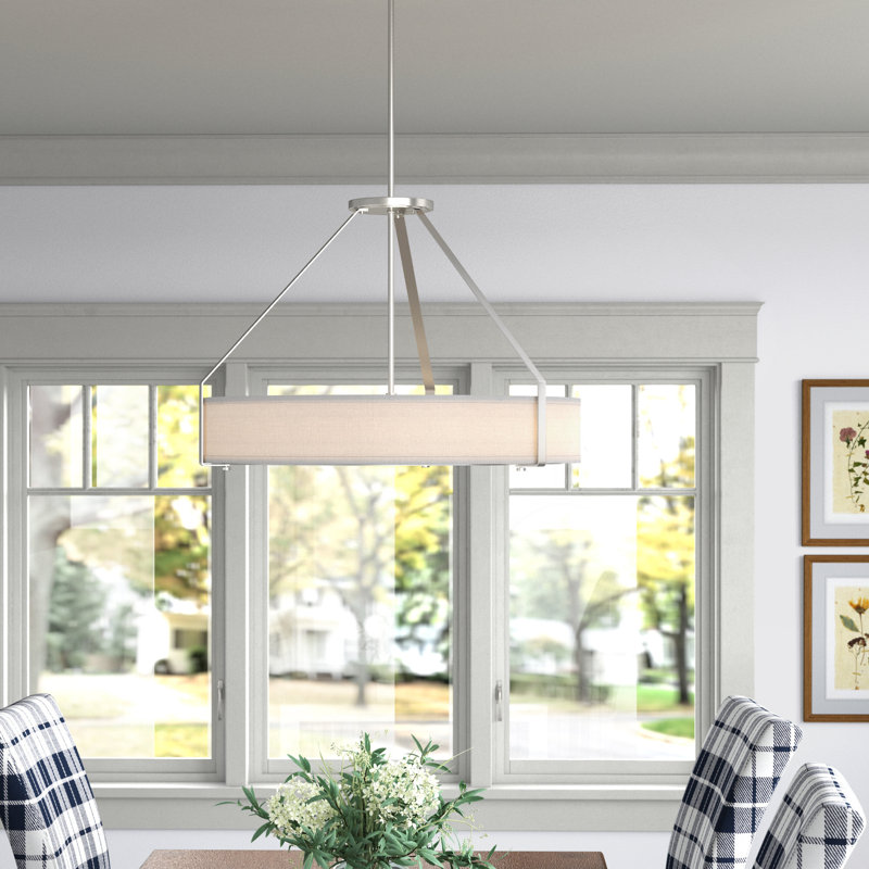 Luminaire suspendu tambour 6 lumières Audette, Nickel brossé