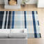 Tapis en laine / coton à tissage plat Anjail noir / bleu-1982951528