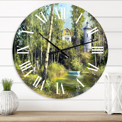 Horloge murale «The Wood River On A Decline By The Castle»