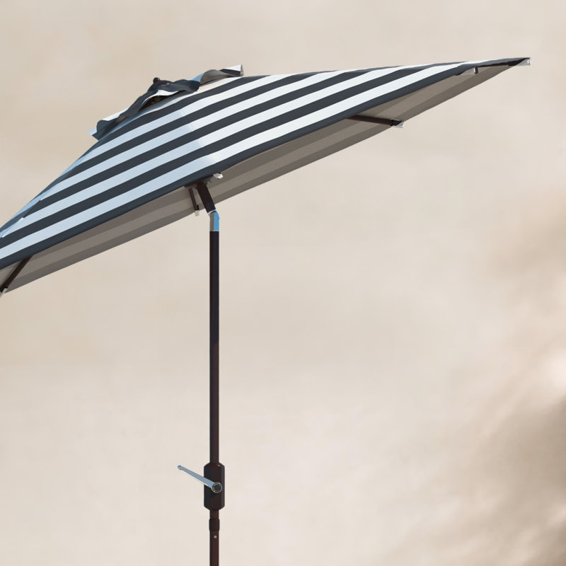 Parasol de marché Horsley, Noir / blanc, Brun