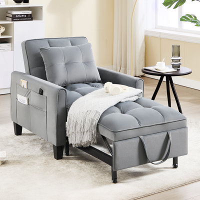 31.7" Wide Upholstered Convertible Sleeper Accent Chair Bed Chaise Lounge Chair Armchair