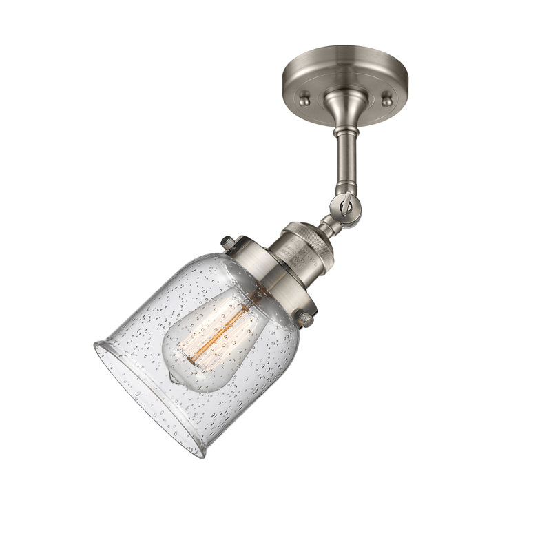 Applique murale 1 lumière 8 po Bell, Ampoule à DEL rétro de 6 watts, Grainé, Nickel satiné brossé
