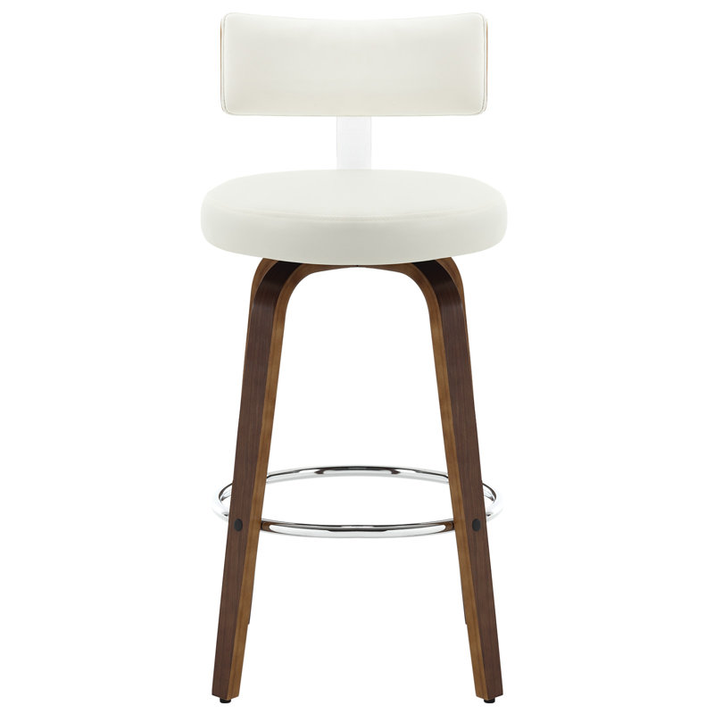 Tabouret de bar et de comptoir Sonja, Tabouret de bar (siège d'une hauteur de 29 po), Siège blanc / cadre brun