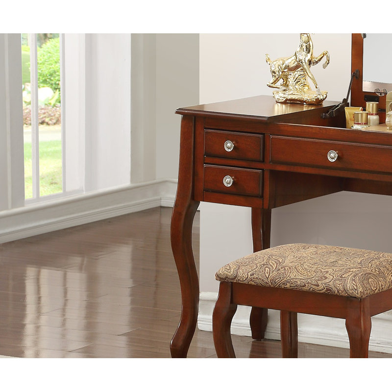 Classic Vanity Set with Stool, Cherry