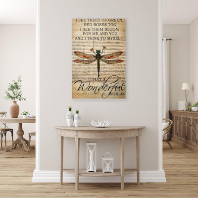 «Mowrystown Dragonfly What A Wonderful World», reproduction d'art rectangulaire sur toile tendue sur toile tendue