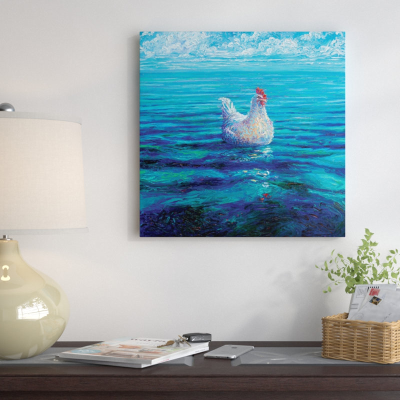 «Iris Scott - Chicken Of The Sea» par Iris Scott, reproduction d'art, H 16 po x l 16 po x P 1 po, Papier encadré noir