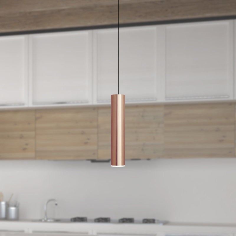 Luminaire suspendu cylindrique à 1 lumière Nevcivan, Cuivre