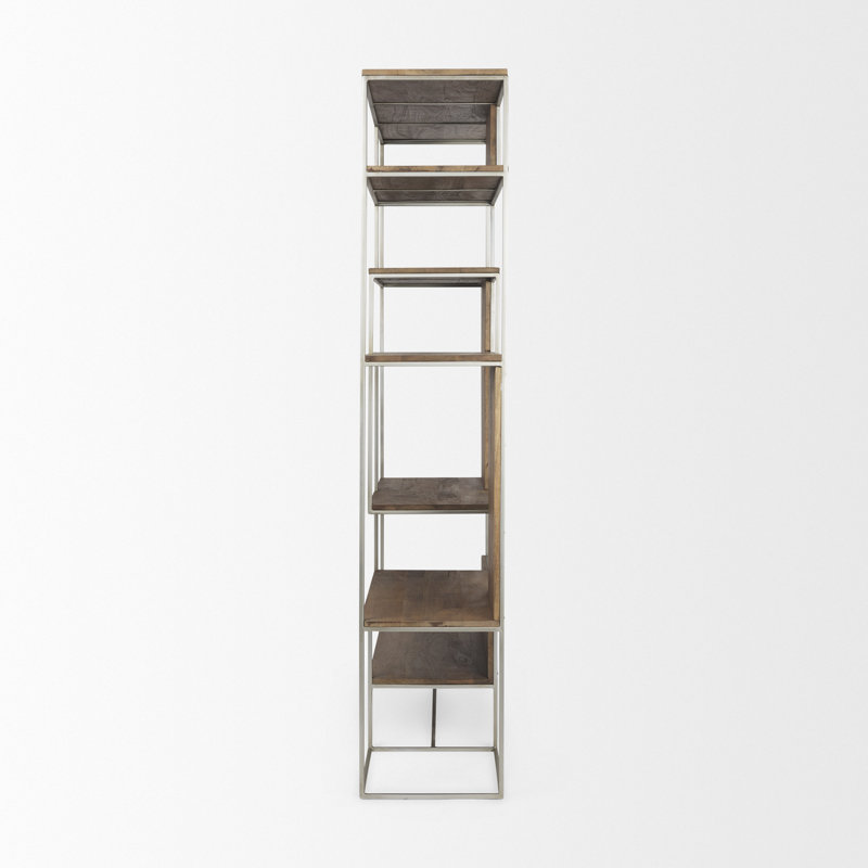 Pawnee Bookcase, Brown/Silver