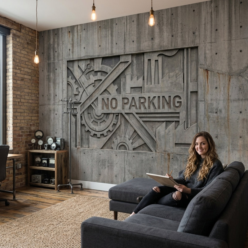 Papier peint texturé béton amovible, 100 po x 96 po, Peler et coller