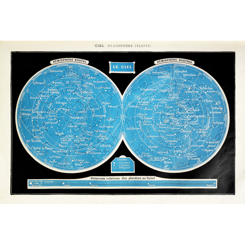 19th Century Celestial Planisphere by Gwengoat - Wrapped Canvas Print, 51cm H x 76cm W