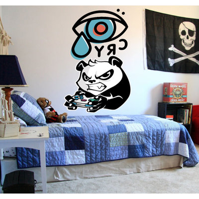 Adhésif mural panda Gamer, autocollant pour enfant