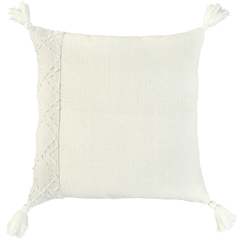 Coussin décoratif en coton 20 po rouge et ivoire, Ivoire