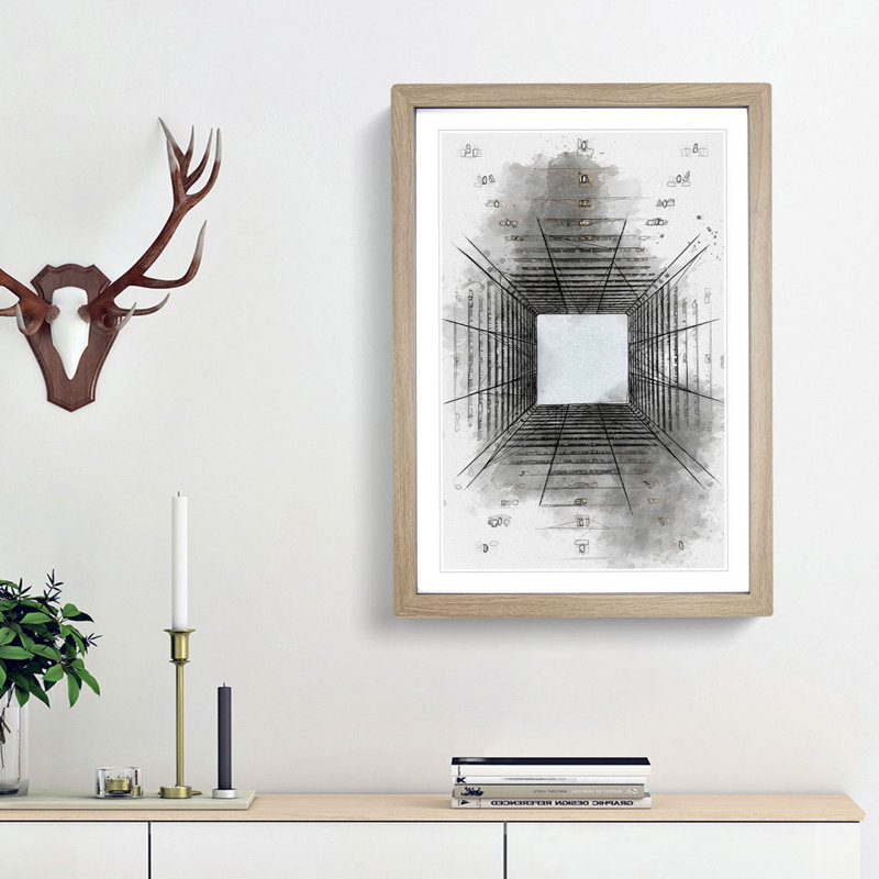 Sketching the Architecture Vol.57 - Picture Frame Drawing Print, Oak Framed, 36cm H x 27cm W x 2cm D