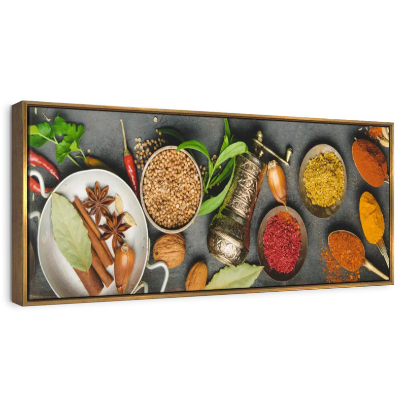 Fines herbes et épices, Cadre flottant doré, 28 po x 10 po
