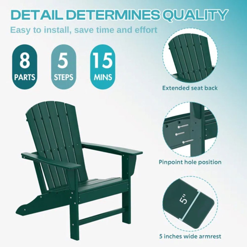 Alvertia Outdoor Adirondack Chair, Forest