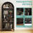 73.6" Arched Metal Storage Display Cabinet with Adjustable Shelves and Glass Doors-963874686